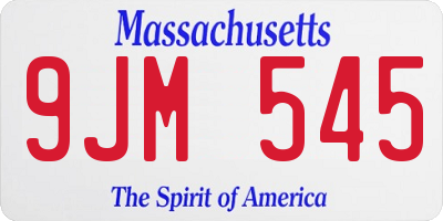 MA license plate 9JM545