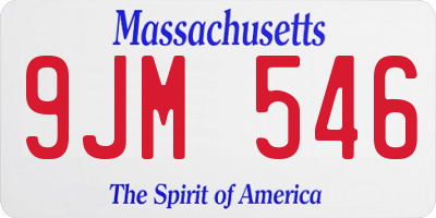 MA license plate 9JM546