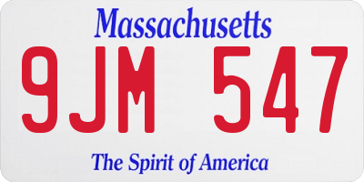 MA license plate 9JM547
