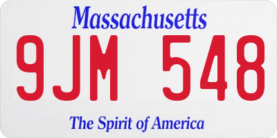 MA license plate 9JM548