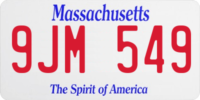MA license plate 9JM549