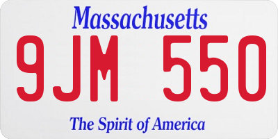 MA license plate 9JM550