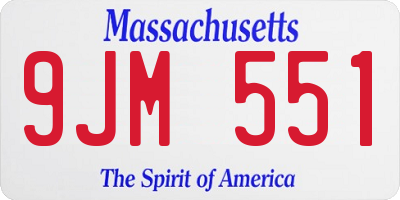 MA license plate 9JM551