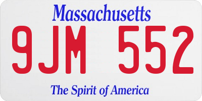MA license plate 9JM552