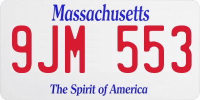 MA license plate 9JM553