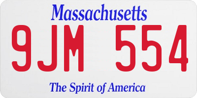 MA license plate 9JM554
