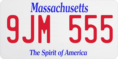 MA license plate 9JM555