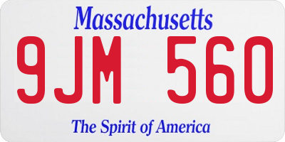 MA license plate 9JM560