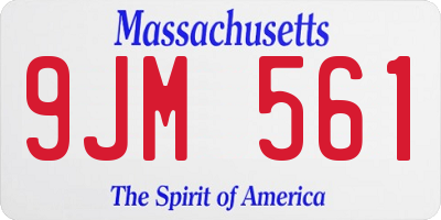 MA license plate 9JM561