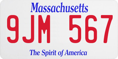 MA license plate 9JM567
