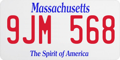 MA license plate 9JM568