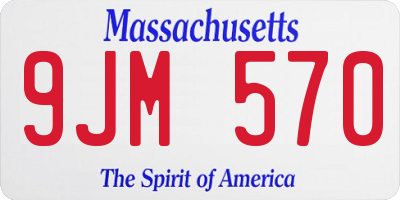 MA license plate 9JM570