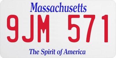 MA license plate 9JM571
