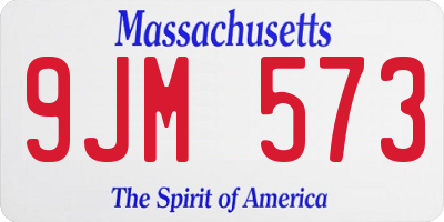 MA license plate 9JM573
