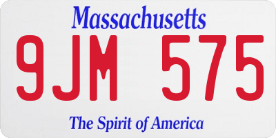 MA license plate 9JM575