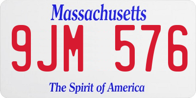 MA license plate 9JM576