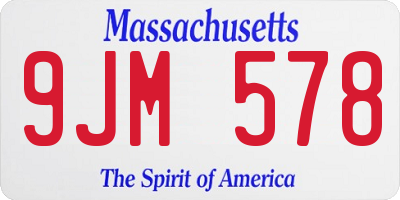 MA license plate 9JM578