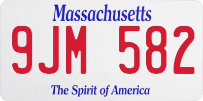 MA license plate 9JM582