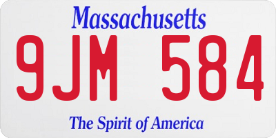 MA license plate 9JM584
