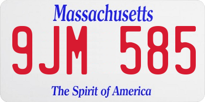 MA license plate 9JM585