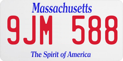 MA license plate 9JM588