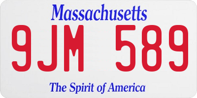 MA license plate 9JM589
