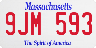 MA license plate 9JM593