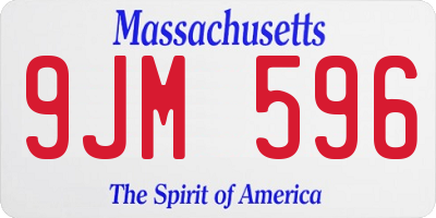 MA license plate 9JM596