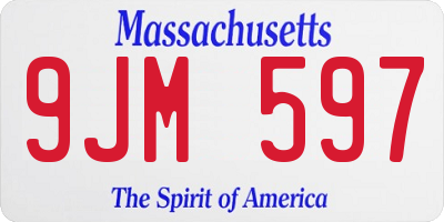 MA license plate 9JM597