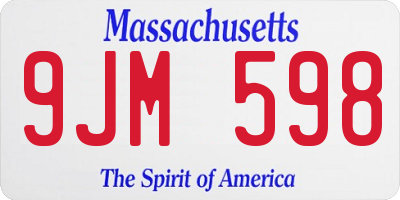 MA license plate 9JM598