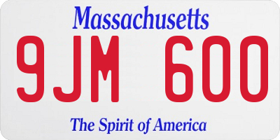 MA license plate 9JM600