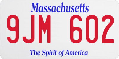MA license plate 9JM602