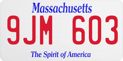 MA license plate 9JM603