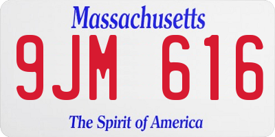 MA license plate 9JM616