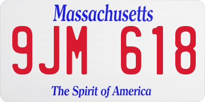 MA license plate 9JM618