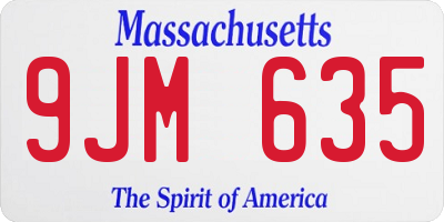 MA license plate 9JM635