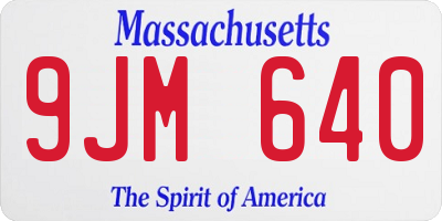 MA license plate 9JM640