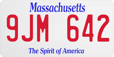 MA license plate 9JM642