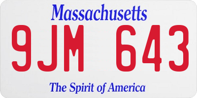 MA license plate 9JM643