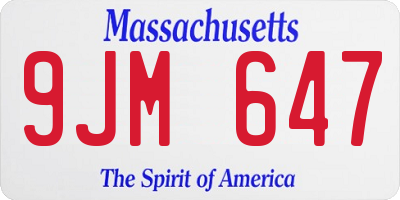 MA license plate 9JM647