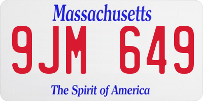 MA license plate 9JM649