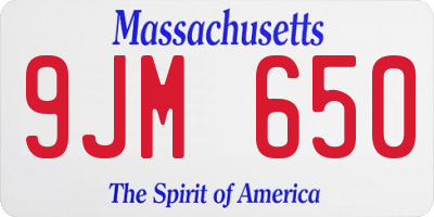 MA license plate 9JM650