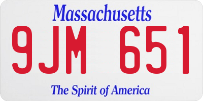 MA license plate 9JM651
