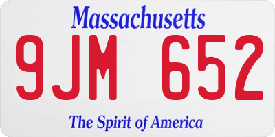 MA license plate 9JM652