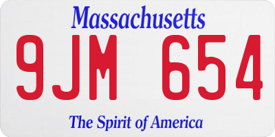 MA license plate 9JM654