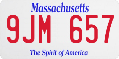 MA license plate 9JM657