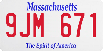 MA license plate 9JM671