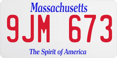 MA license plate 9JM673