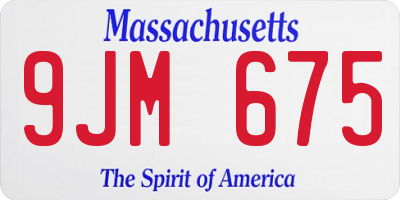 MA license plate 9JM675