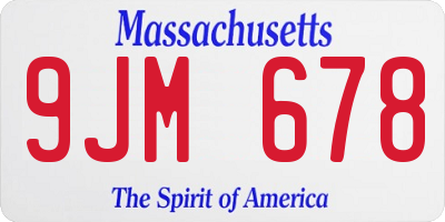 MA license plate 9JM678